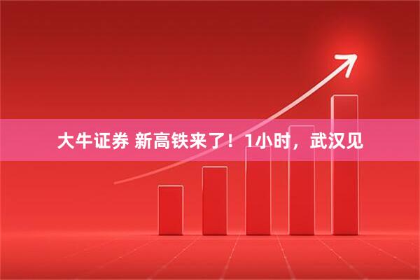 大牛证券 新高铁来了！1小时，武汉见