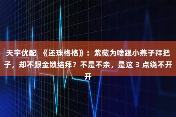 天宇优配  《还珠格格》：紫薇为啥跟小燕子拜把子，却不跟金锁结拜？不是不亲，是这 3 点绕不开